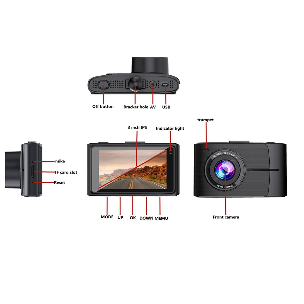 Car HD Driving Recorder 3-Inch 4k+1080p Dual Lens Wide-angle Dual Recording Night Vision Dash Cam black - Premium Car Rear View Camera from Rapidvehicles - Just $102.74! Shop now at Rapidvehicles