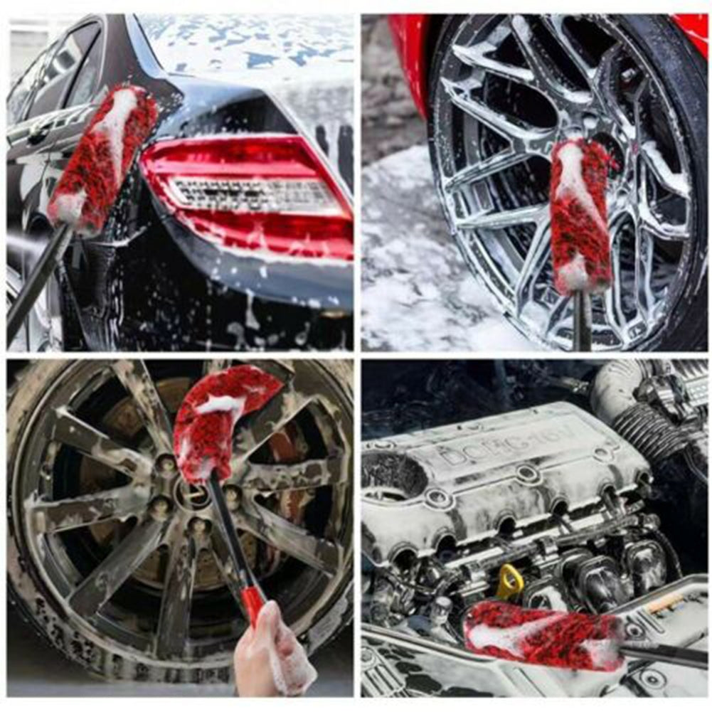 3 Pcs Car Wheel Cleaning Brush Kit Imitation Wool Tire Scrub Stick Auto Detailing Cleaner Set black red - Premium Car Wash Tools from Rapidvehicles - Just $27.98! Shop now at Rapidvehicles