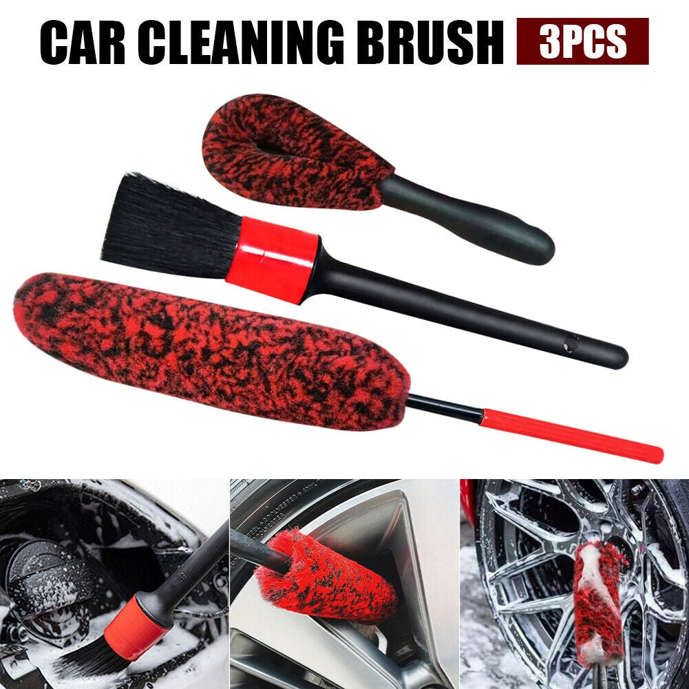 3 Pcs Car Wheel Cleaning Brush Kit Imitation Wool Tire Scrub Stick Auto Detailing Cleaner Set black red - Premium Car Wash Tools from Rapidvehicles - Just $27.98! Shop now at Rapidvehicles