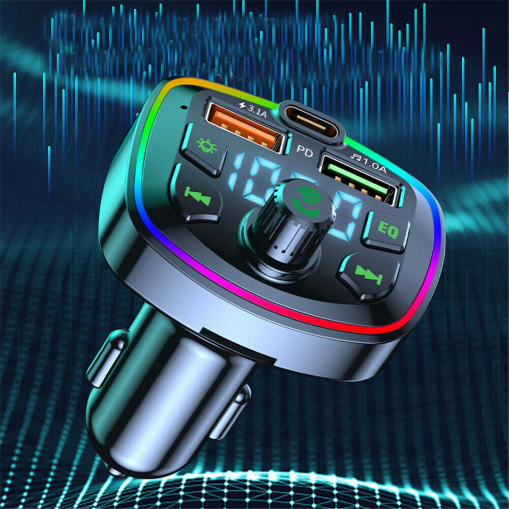 Car Bluetooth-compatible 5.0 Fm Transmitter With Microphone Hands-free Calls Dual Charger Mp3 Player Led Backlight black - Premium Car Chargers from Rapidvehicles - Just $17.99! Shop now at Rapidvehicles