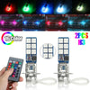 1 Pair Car Led Lights H1 H3 880 881 5050 12smd Rgb Colorful Driving Fog Lamp Headlights With Remote Control As shown - Premium Car LED Lights from Rapidvehicles - Just $15.29! Shop now at Rapidvehicles