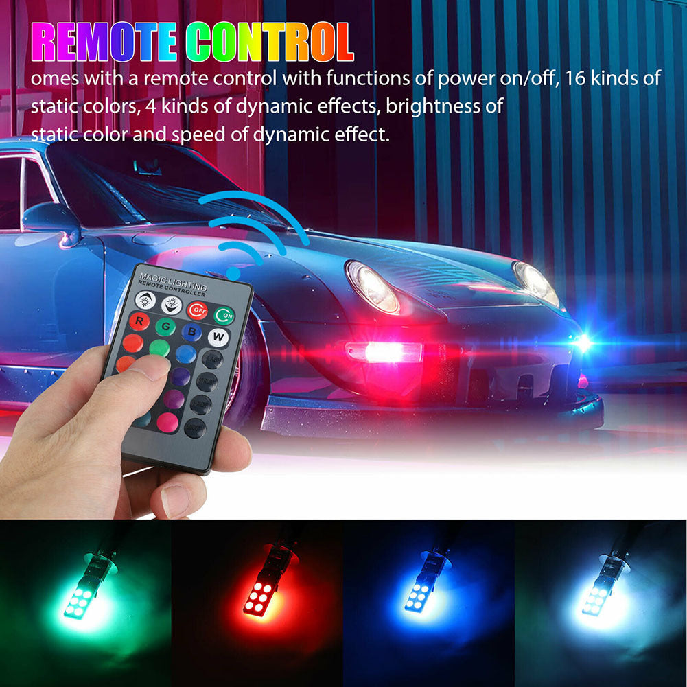 1 Pair Car Led Lights H1 H3 880 881 5050 12smd Rgb Colorful Driving Fog Lamp Headlights With Remote Control As shown - Premium Car LED Lights from Rapidvehicles - Just $15.29! Shop now at Rapidvehicles