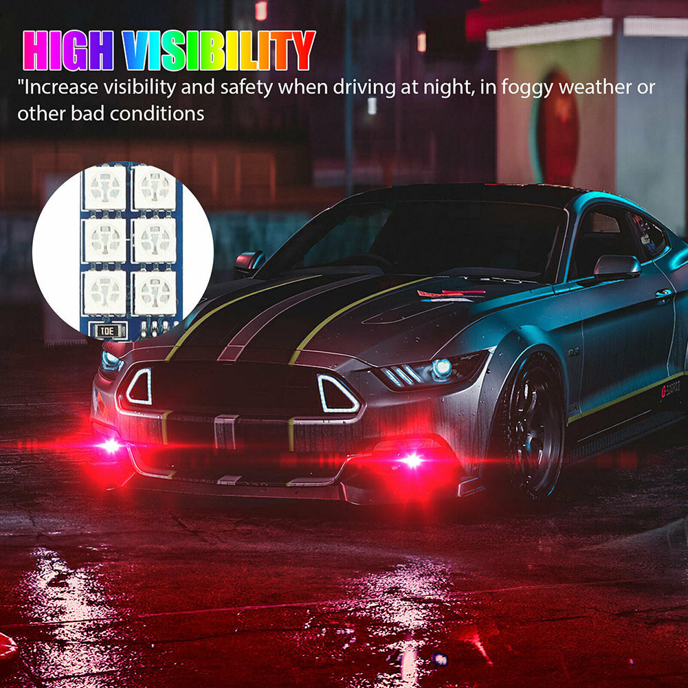 1 Pair Car Led Lights H1 H3 880 881 5050 12smd Rgb Colorful Driving Fog Lamp Headlights With Remote Control As shown - Premium Car LED Lights from Rapidvehicles - Just $15.29! Shop now at Rapidvehicles