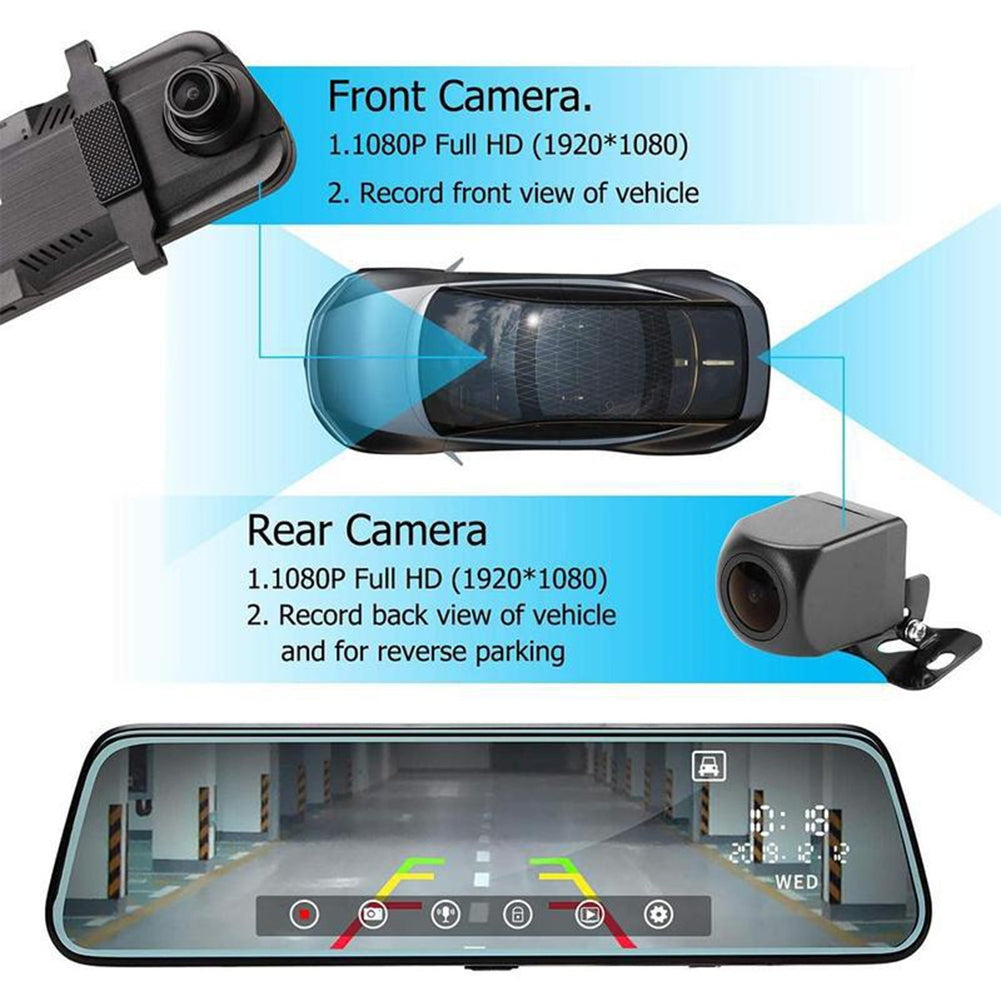 1080p Car Dash Cam Night Vision 10-inch Full Screen 170-degree - Premium Car Rear View Camera from Rapidvehicles - Just $90.89! Shop now at Rapidvehicles