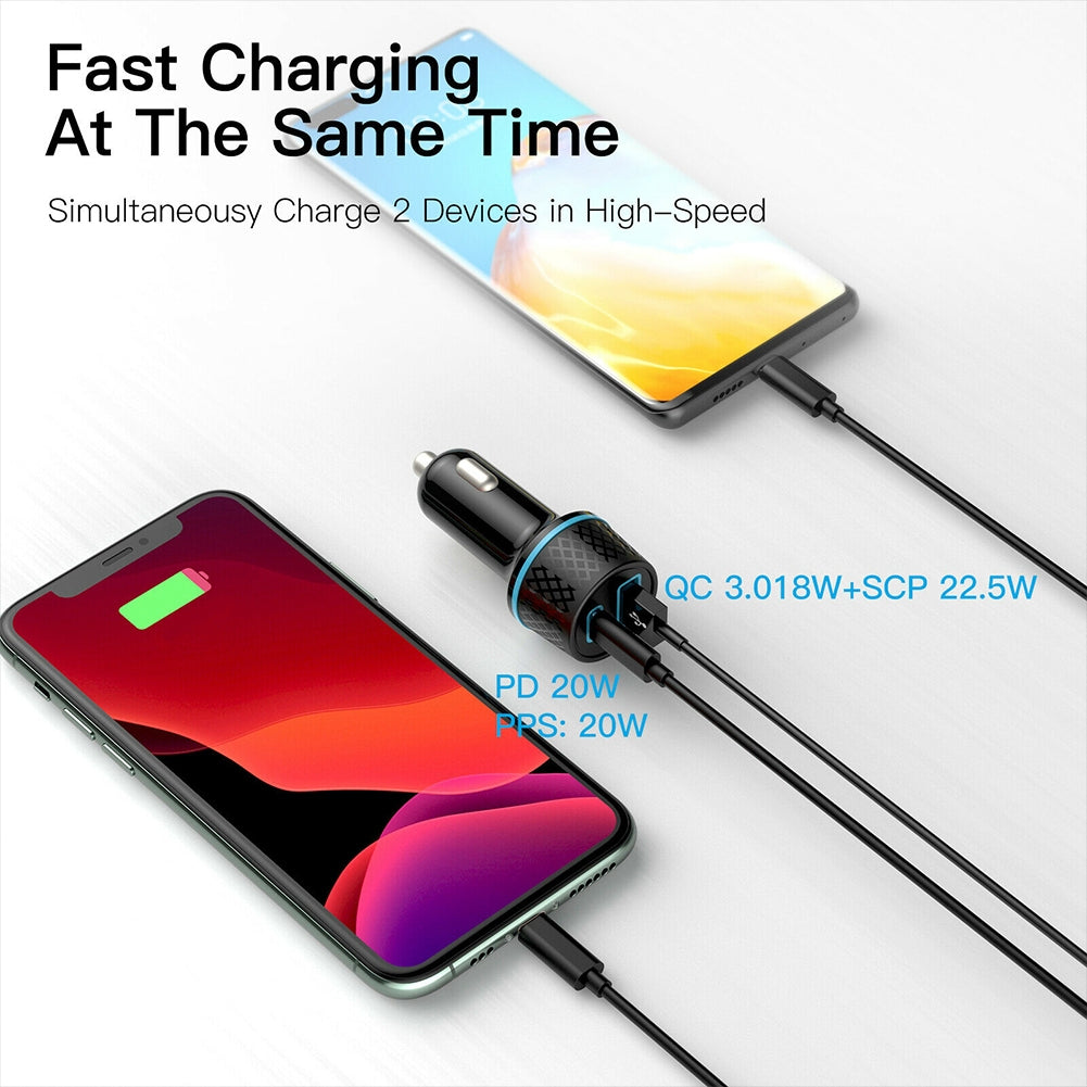 US Qc3.0 Usb Car Charger Dual Channel Pd20w Ultra-fast Charging Adapter With Blue Soft Led Light For Mobile Phones Tablets Navigators black - Premium Automotive from Rapidvehicles - Just $35.99! Shop now at Rapidvehicles