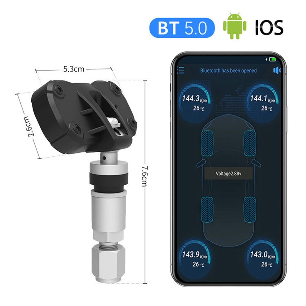 4 Pcs Car Built-in Wireless Tire Pressure Monitor Bluetooth-compatible 5.0 TPMS Compatible For Android Ios black+silver - Premium OBD & Diagnostic Tools from Rapidvehicles - Just $121.99! Shop now at Rapidvehicles