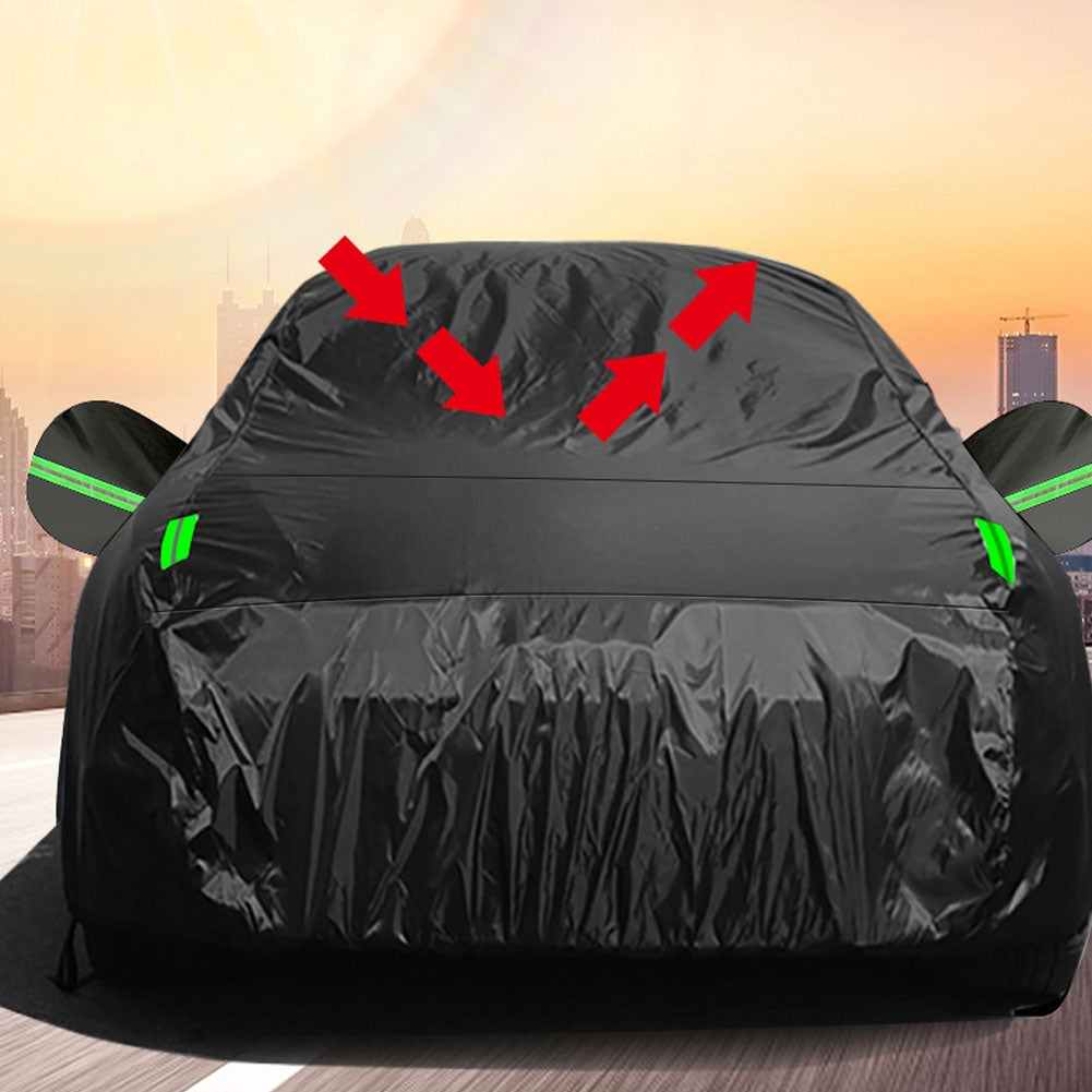 Car Cover All Black 190t Silver Coated Cloth Rainproof Sunscreen Protector Exterior Snow Covers 430x160x120CM - Premium Maintenance Tools from Rapidvehicles - Just $56.99! Shop now at Rapidvehicles