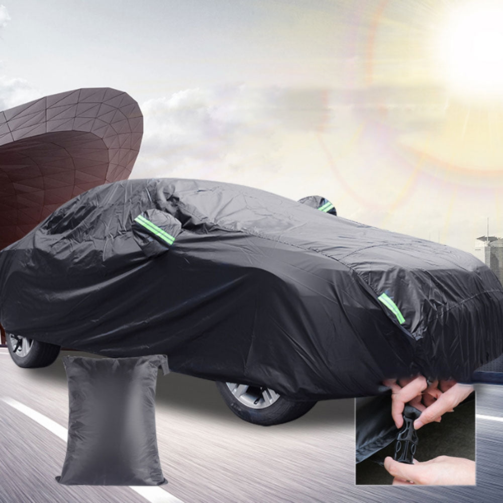 Car Cover All Black 190t Silver Coated Cloth Rainproof Sunscreen Protector Exterior Snow Covers 540x175x120CM - Premium Maintenance Tools from Rapidvehicles - Just $48.99! Shop now at Rapidvehicles