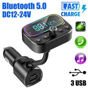 T67 Car Bluetooth-compatible Mp3 Player Hands-free Calling Car Charger Qc3.0 Aux Radio Adapter Black - Premium Car Chargers from Rapidvehicles - Just $28.99! Shop now at Rapidvehicles