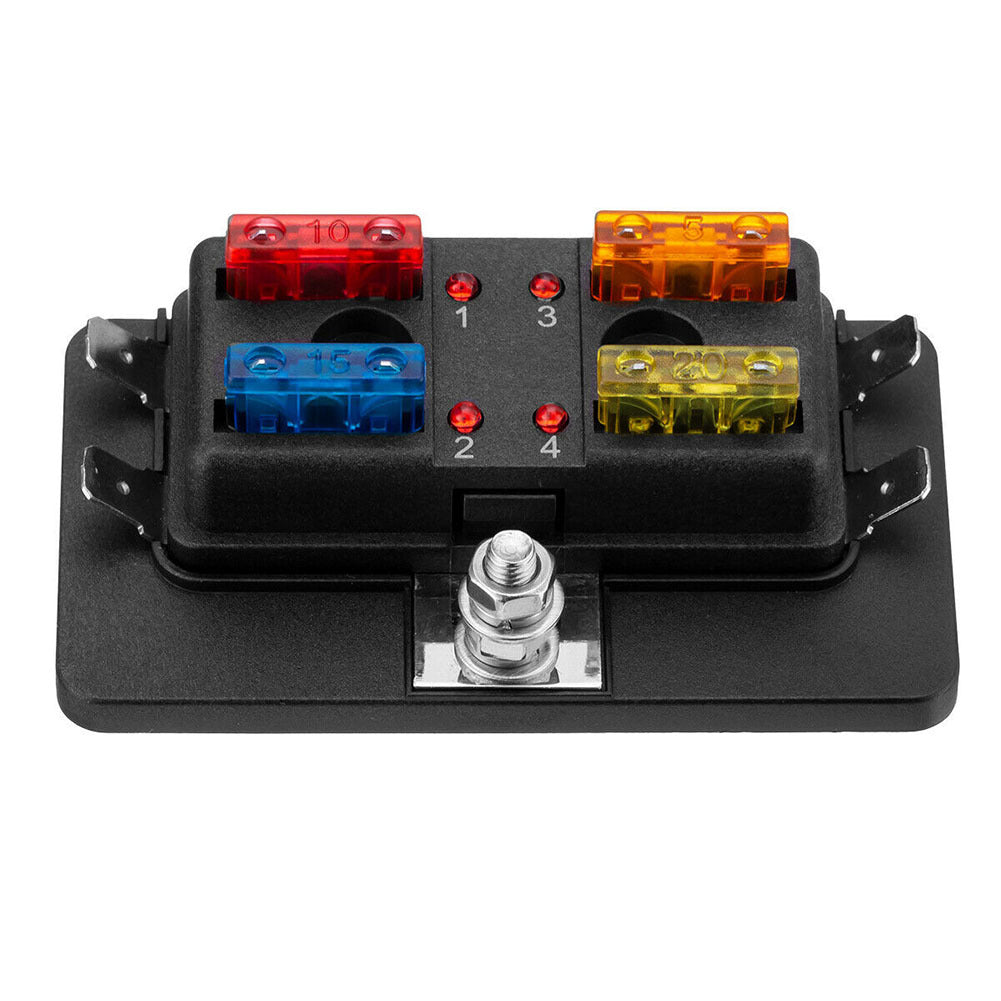 4-way Car Modification Fuse Kit 1-in-4 out Fuse Holder Box Block - Premium Car Organizers from Rapidvehicles - Just $26.99! Shop now at Rapidvehicles