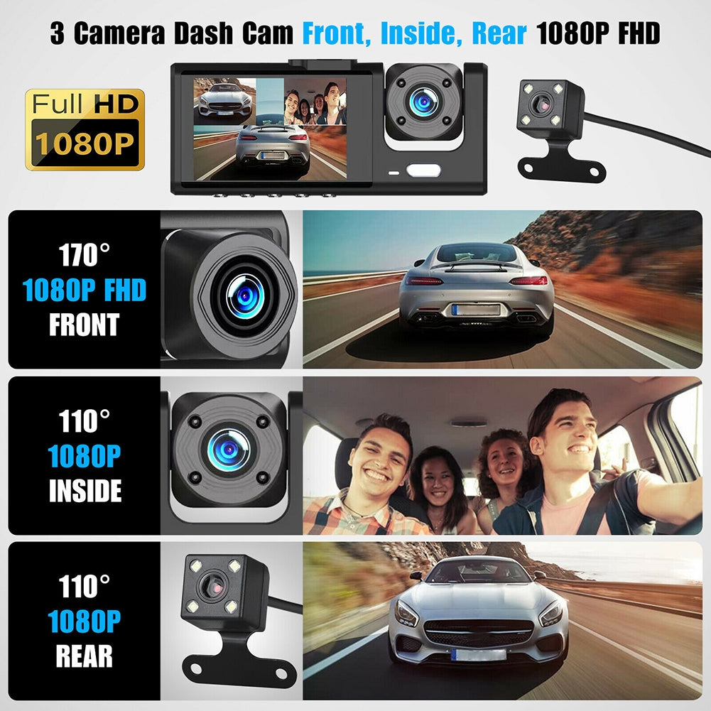 2-inch Screen Car Driving Recorder 3-way HD 1080P 3-lens Parking - Premium Car Rear View Camera from Rapidvehicles - Just $69.99! Shop now at Rapidvehicles