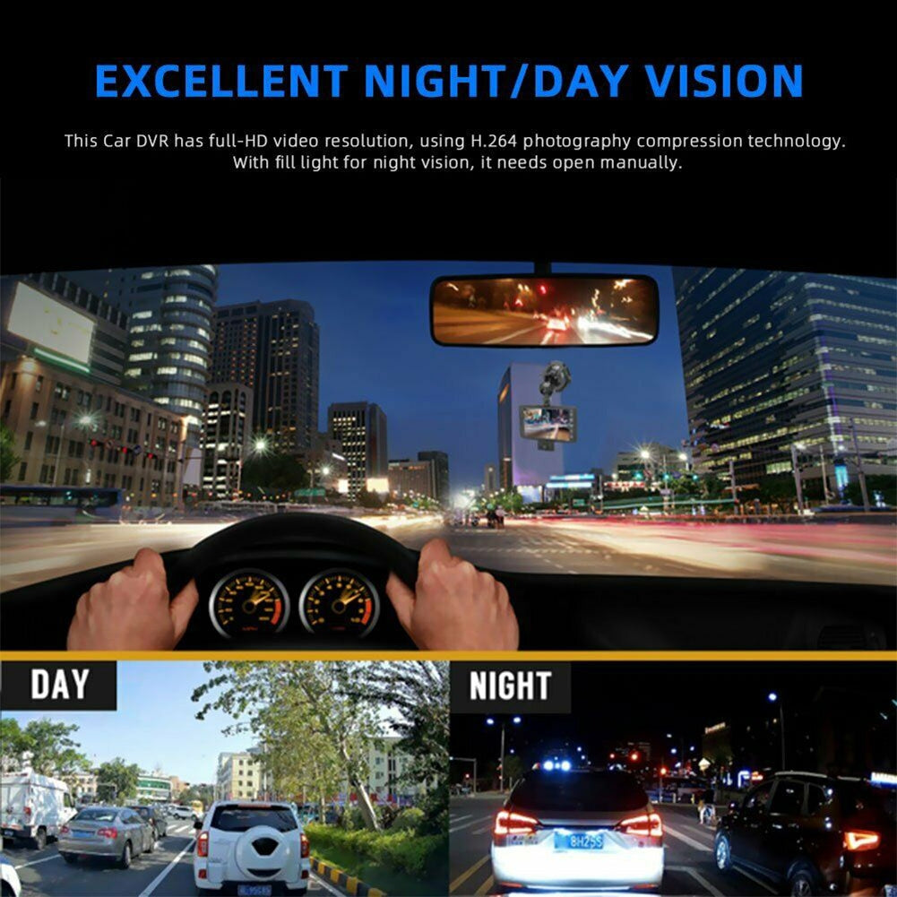 Dual Lens Car Dvr Dash Cam Video Recorder G-sensor HD 1080P Night Vision Parking Monitor Black - Premium Car Rear View Camera from Rapidvehicles - Just $51.77! Shop now at Rapidvehicles