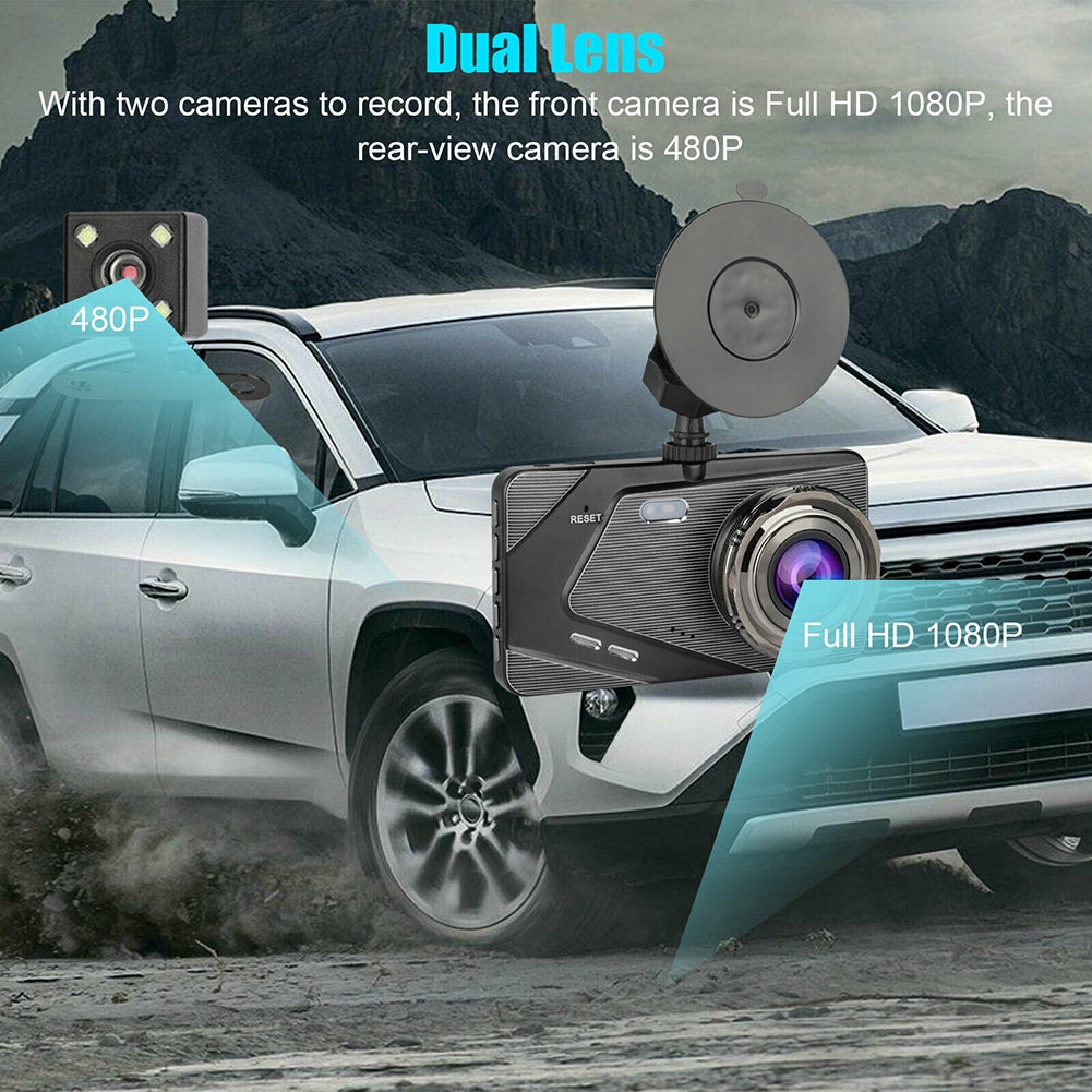 Dual Lens Car DVR Dash Cam 4-inch Ips 1080p Hd Display Dual Driving Recorder button version - Premium Car Rear View Camera from Rapidvehicles - Just $54.49! Shop now at Rapidvehicles