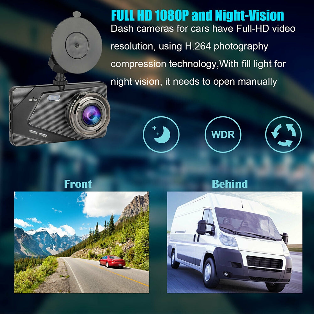 Dual Lens Car DVR Dash Cam 4-inch Ips 1080p Hd Display Dual Driving Recorder button version - Premium Car Rear View Camera from Rapidvehicles - Just $54.49! Shop now at Rapidvehicles