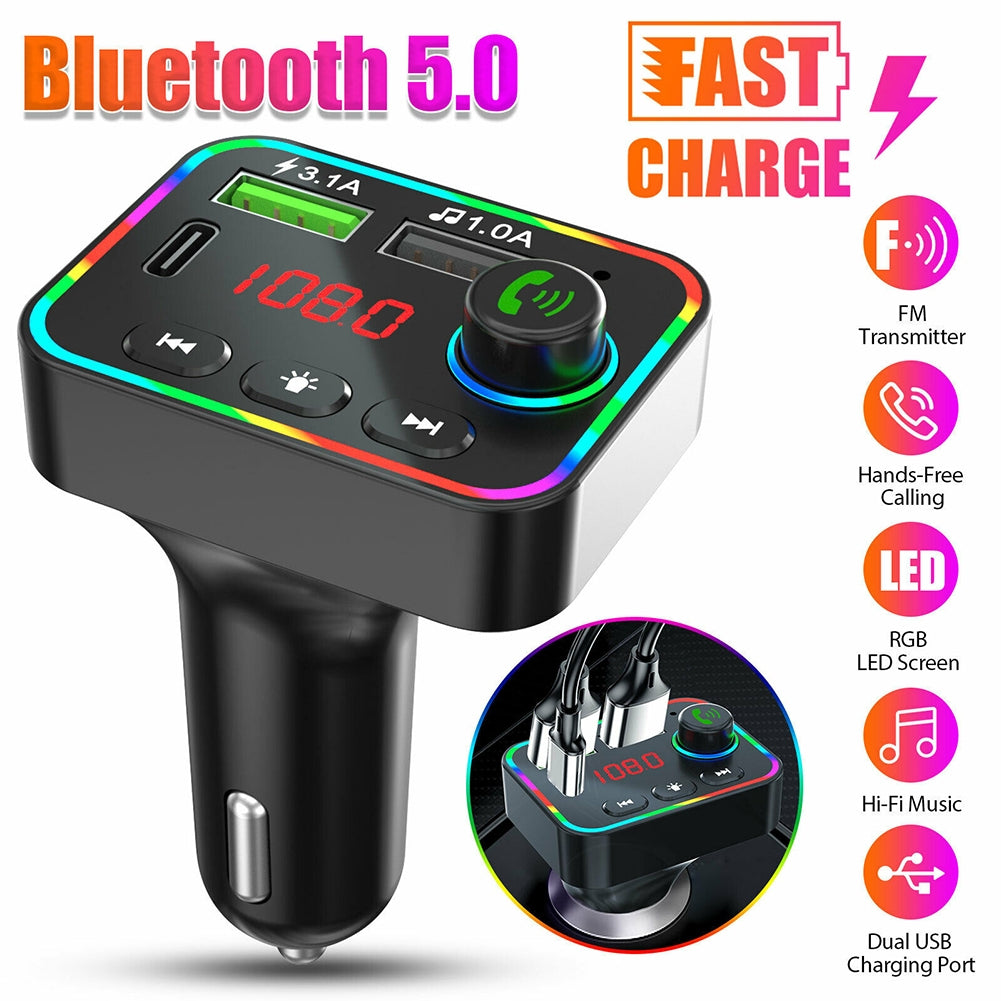 Usb Car Charger FM Transmitter Bluetooth 5.0 Black - Premium Car Chargers from Rapidvehicles - Just $20.99! Shop now at Rapidvehicles