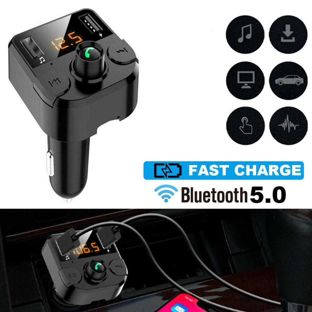 Car Wireless FM Transmitter Bluetooth 5.0 Black - Premium Car Chargers from Rapidvehicles - Just $20.99! Shop now at Rapidvehicles