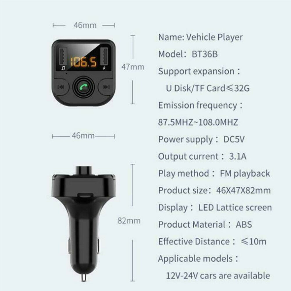 Car Wireless FM Transmitter Bluetooth 5.0 Black - Premium Car Chargers from Rapidvehicles - Just $20.99! Shop now at Rapidvehicles