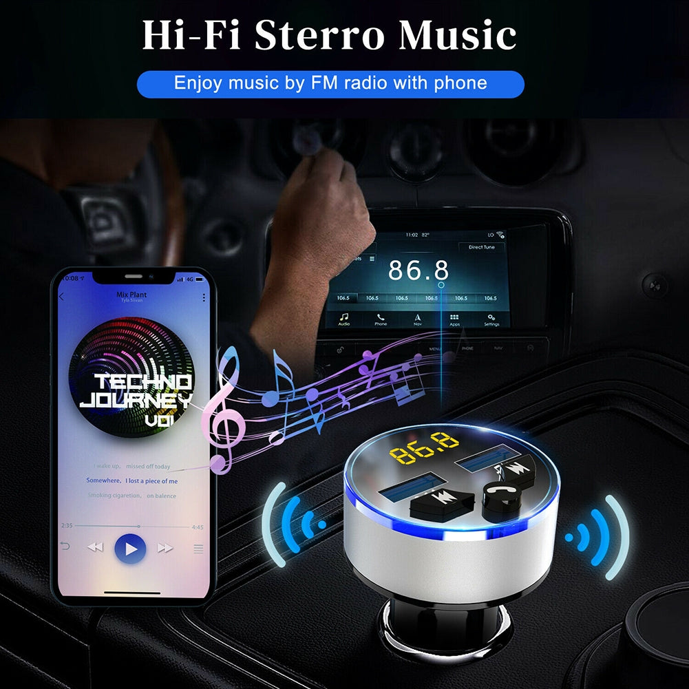 Car Charger Wireless Bluetooth 5.0 Receiver Dual Usb Fast Charging Silver - Premium Car Chargers from Rapidvehicles - Just $18.99! Shop now at Rapidvehicles