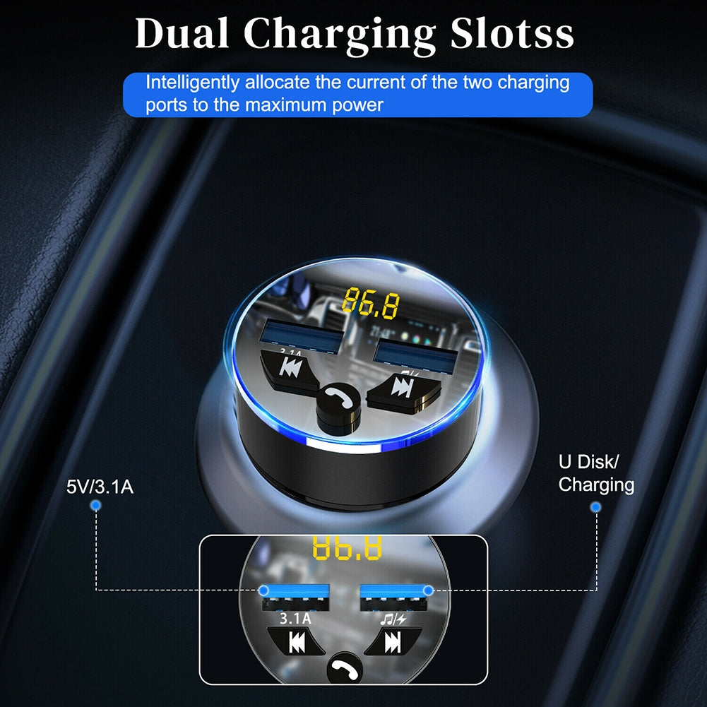 Car Charger Wireless Bluetooth 5.0 Receiver Dual Usb Fast Charging Silver - Premium Car Chargers from Rapidvehicles - Just $18.99! Shop now at Rapidvehicles