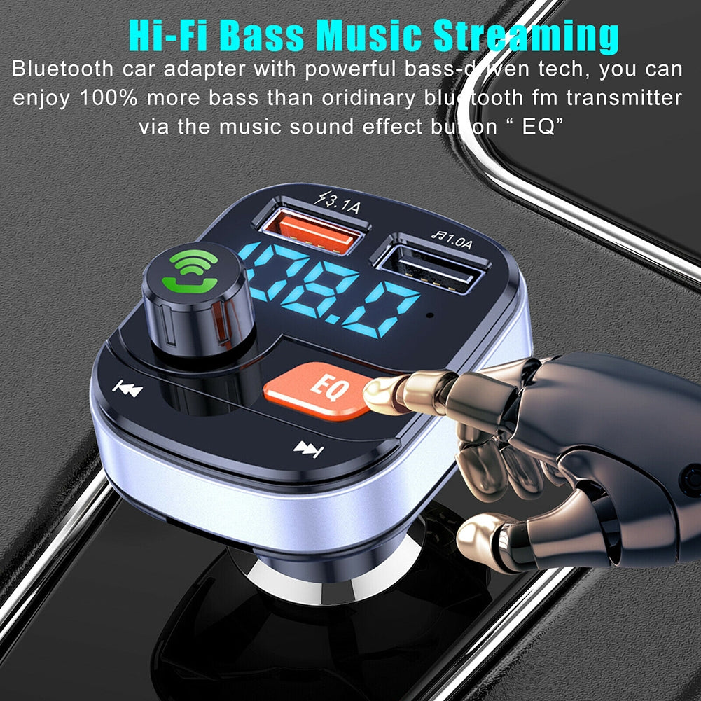 Wireless Fm Transmitter Dual USB Chargers Hands-free Radio Adapter Bluetooth 5.0 Black - Premium Car Chargers from Rapidvehicles - Just $15.99! Shop now at Rapidvehicles