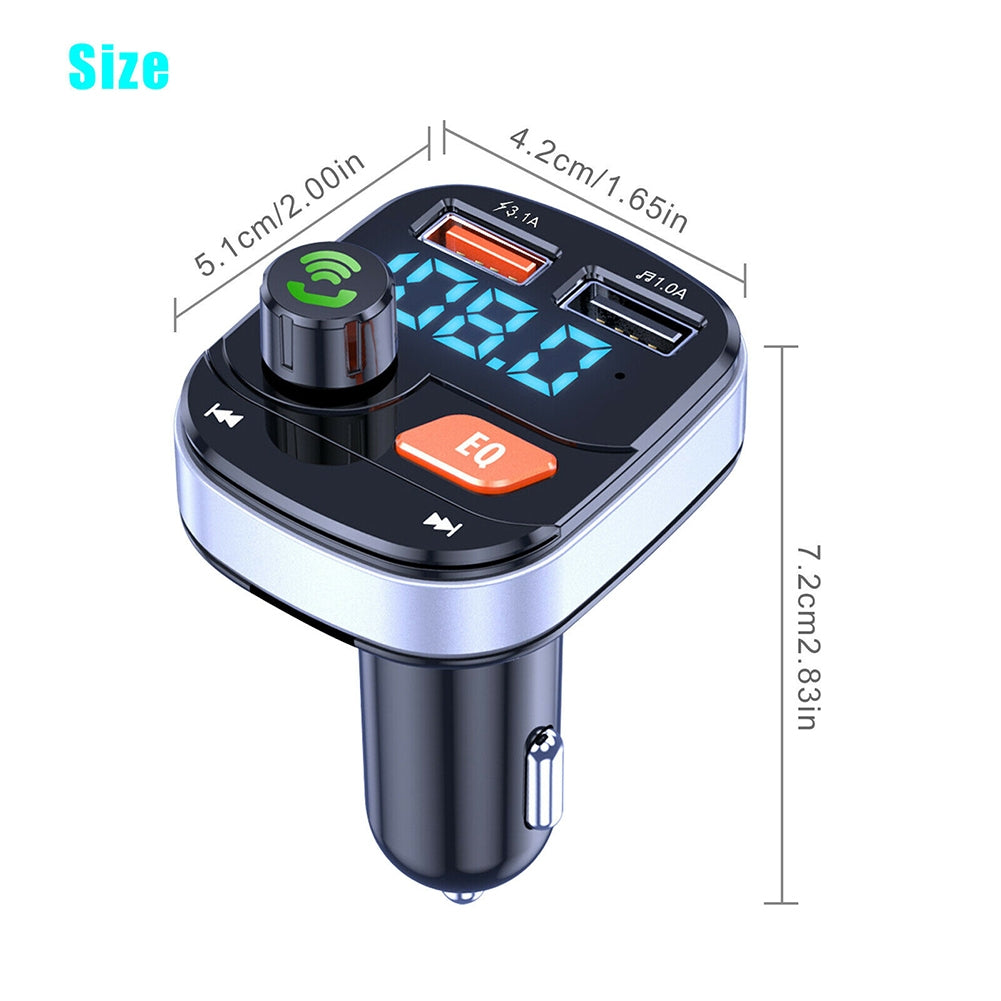 Wireless Fm Transmitter Dual USB Chargers Hands-free Radio Adapter Bluetooth 5.0 Black - Premium Car Chargers from Rapidvehicles - Just $15.99! Shop now at Rapidvehicles