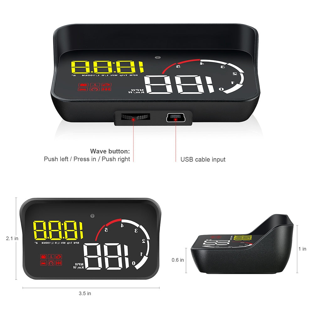 Car Hud Head-up Display M10 HD Windshield Projector Obd Overspeed - Premium Other Car Electronics from Rapidvehicles - Just $55.99! Shop now at Rapidvehicles