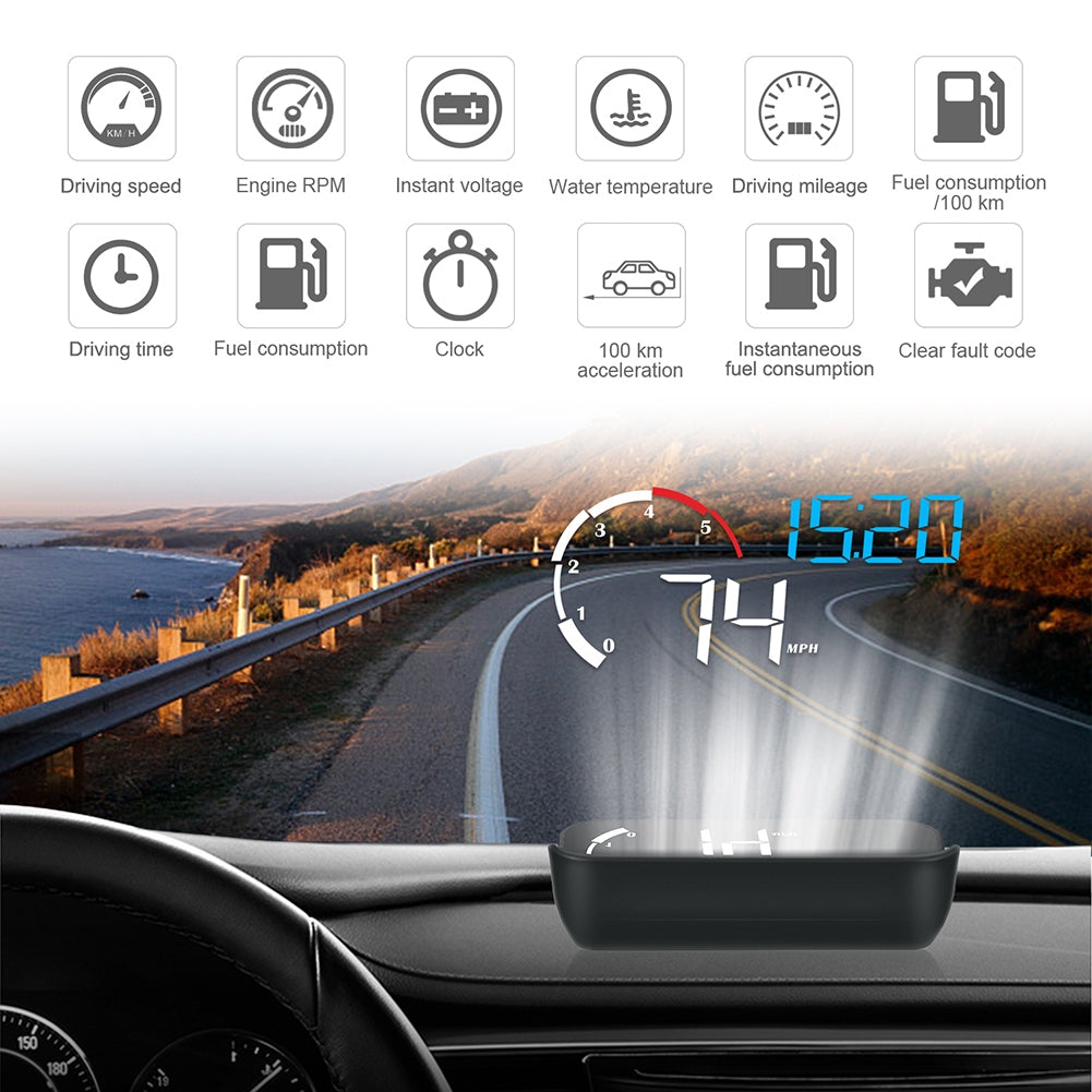 Car Hud Head-up Display M10 HD Windshield Projector Obd Overspeed - Premium Other Car Electronics from Rapidvehicles - Just $55.99! Shop now at Rapidvehicles