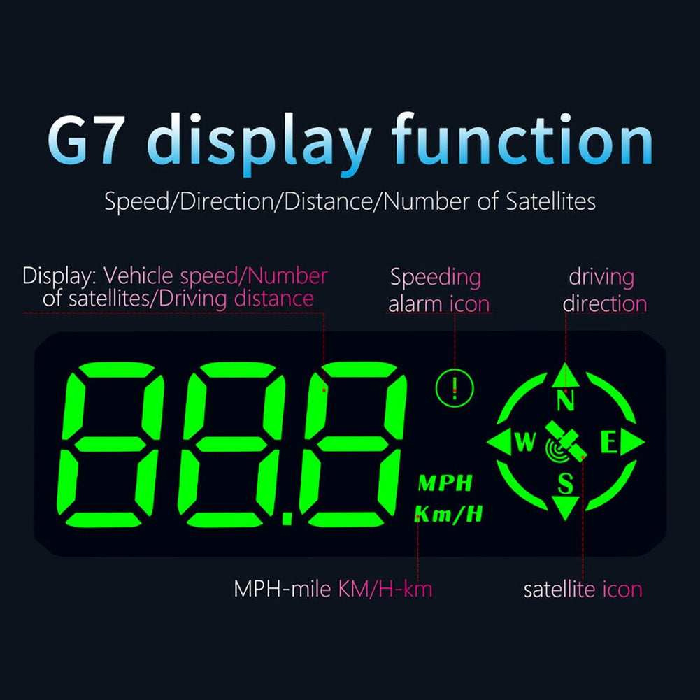 G7 Car Hud GPS Head Up Display Projector Digital Overspeed Warning Alarm Black - Premium Other Car Electronics from Rapidvehicles - Just $44.98! Shop now at Rapidvehicles