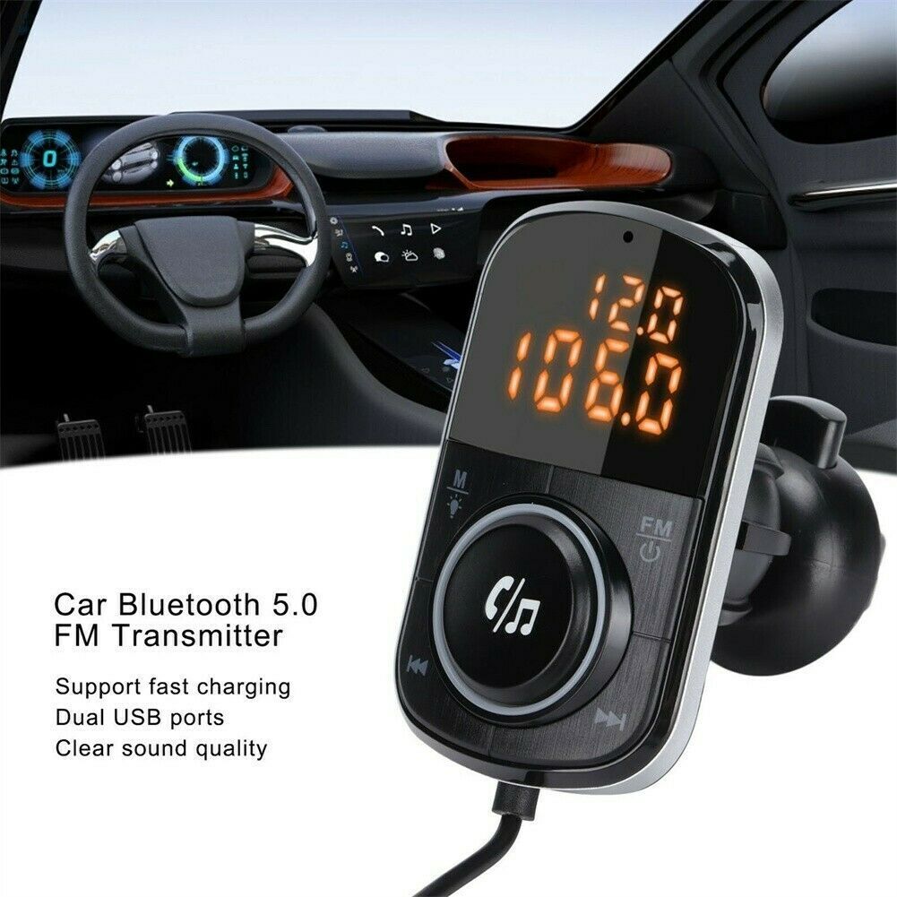 Car FM Transmitter Kit Dual Display Pd3.0/qc3.0 Fast Charger Bluetooth 5.0 Yellow - Premium Car Chargers from Rapidvehicles - Just $30.99! Shop now at Rapidvehicles