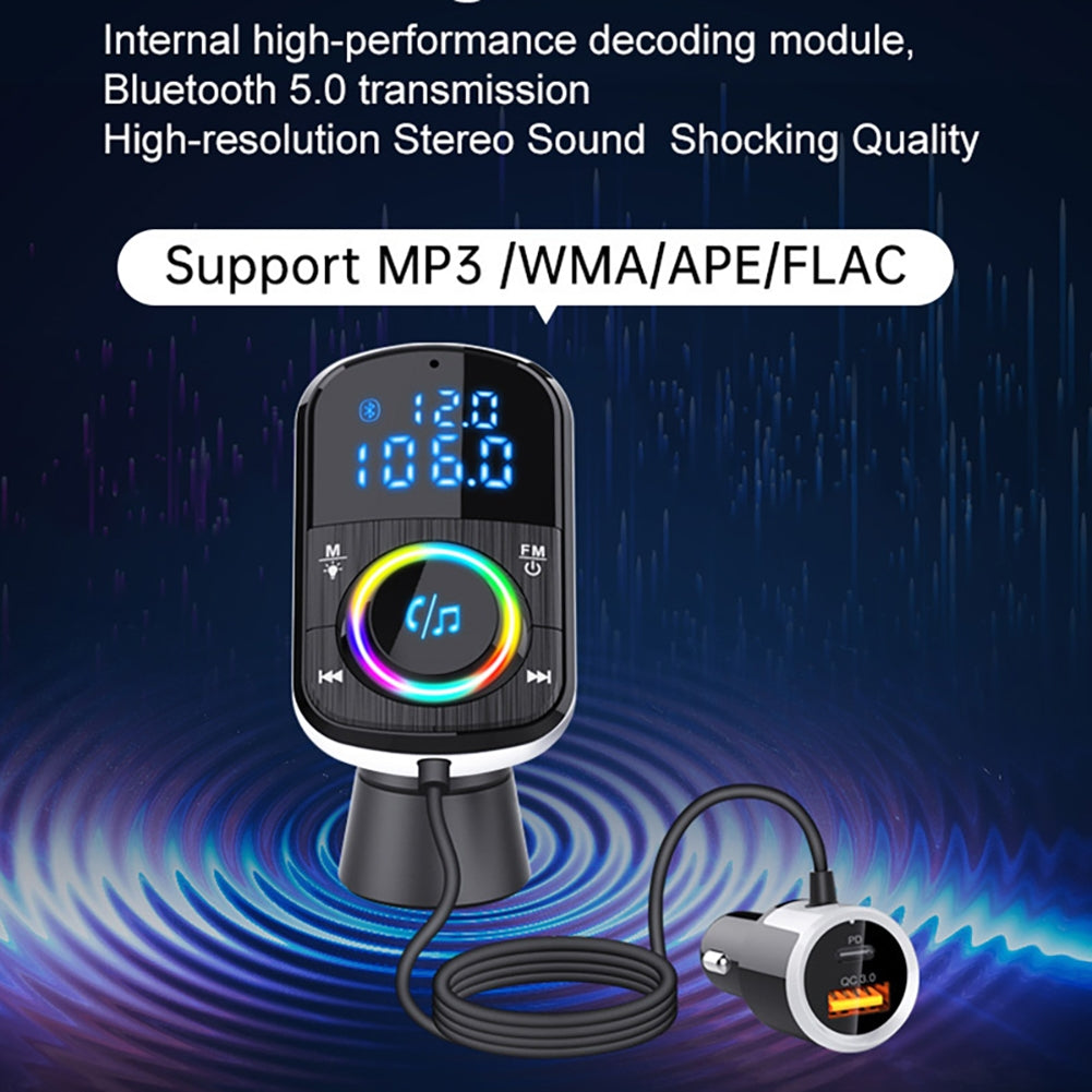 Car FM Transmitter Kit Dual Display Pd3.0/qc3.0 Fast Charger Bluetooth 5.0 Blue - Premium Car Chargers from Rapidvehicles - Just $30.99! Shop now at Rapidvehicles