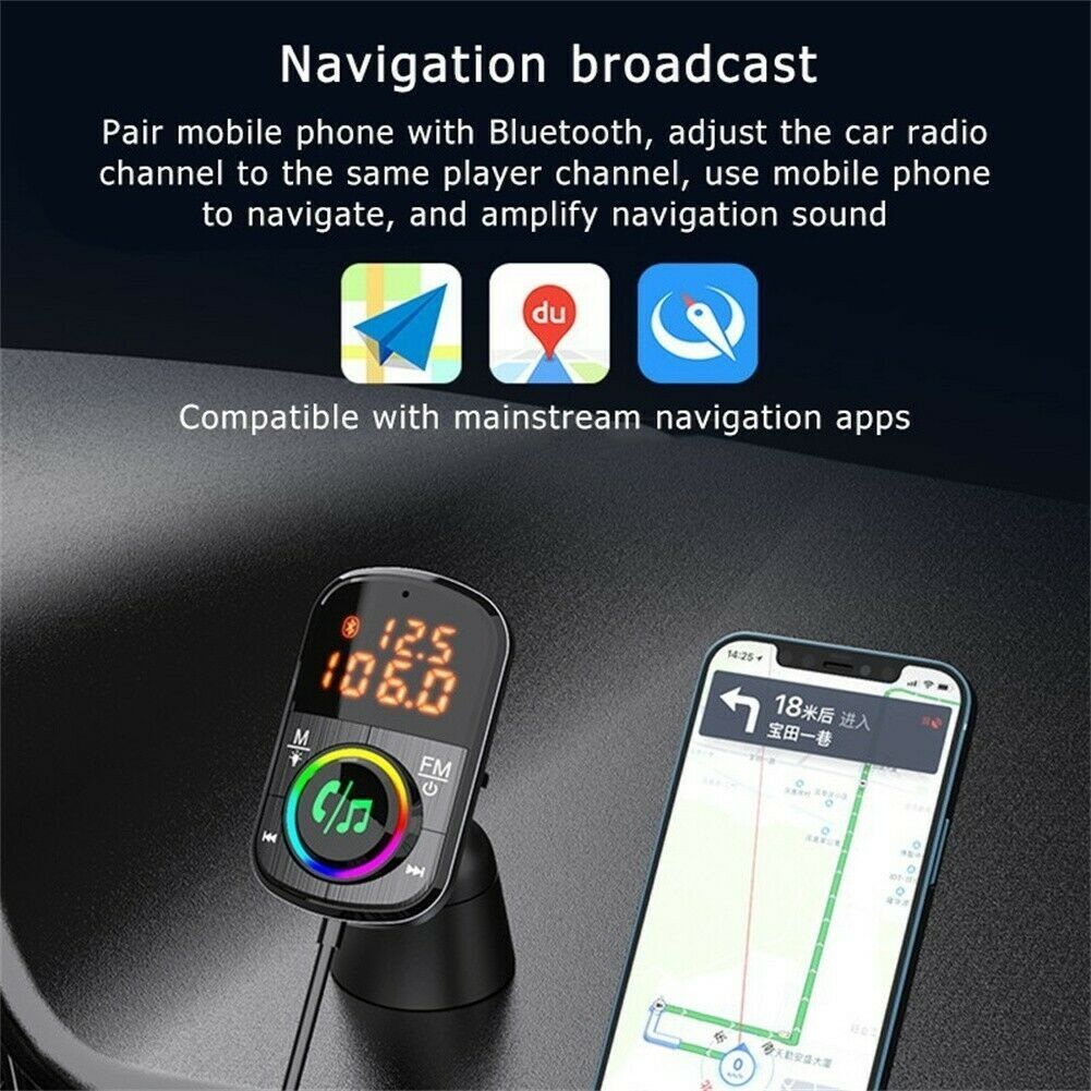 Car FM Transmitter Kit Dual Display Pd3.0/qc3.0 Fast Charger Bluetooth 5.0 Blue - Premium Car Chargers from Rapidvehicles - Just $30.99! Shop now at Rapidvehicles