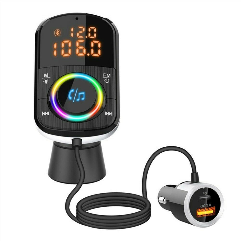 Car FM Transmitter Kit Dual Display Pd3.0/qc3.0 Fast Charger Bluetooth 5.0 Blue - Premium Car Chargers from Rapidvehicles - Just $30.99! Shop now at Rapidvehicles