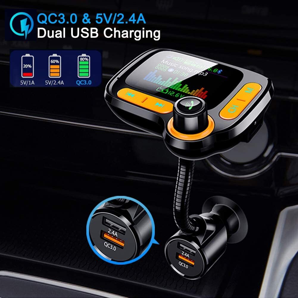 FM Transmitter Car Wireless Adapter Qc3.0 Charger Bluetooth 5.0 - Premium Other Car Electronics from Rapidvehicles - Just $39.59! Shop now at Rapidvehicles