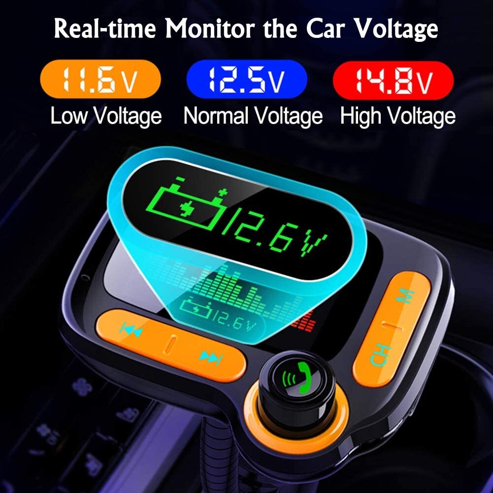 FM Transmitter Car Wireless Adapter Qc3.0 Charger Bluetooth 5.0 - Premium Other Car Electronics from Rapidvehicles - Just $39.59! Shop now at Rapidvehicles