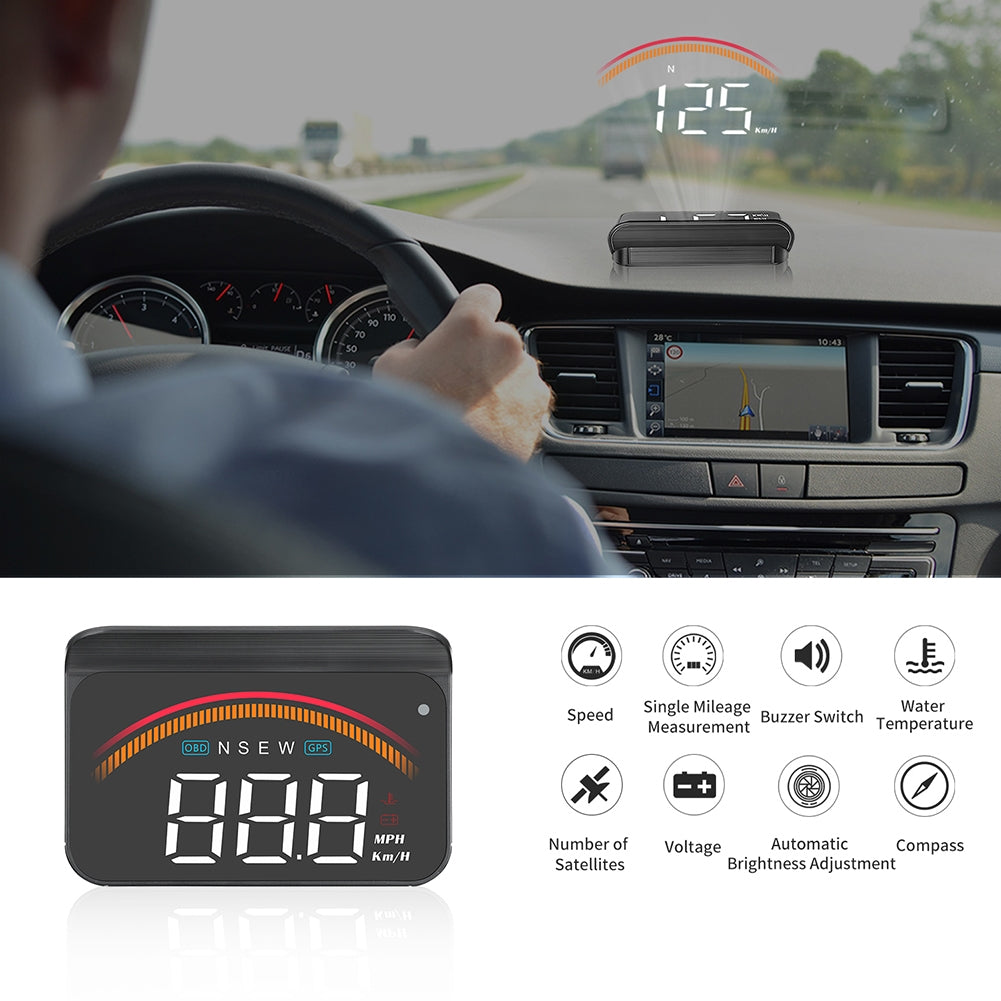 Car Hud Head-up Display Universal Obd Wireless Display HD Alarm Monitor Black - Premium Other Car Electronics from Rapidvehicles - Just $51.38! Shop now at Rapidvehicles