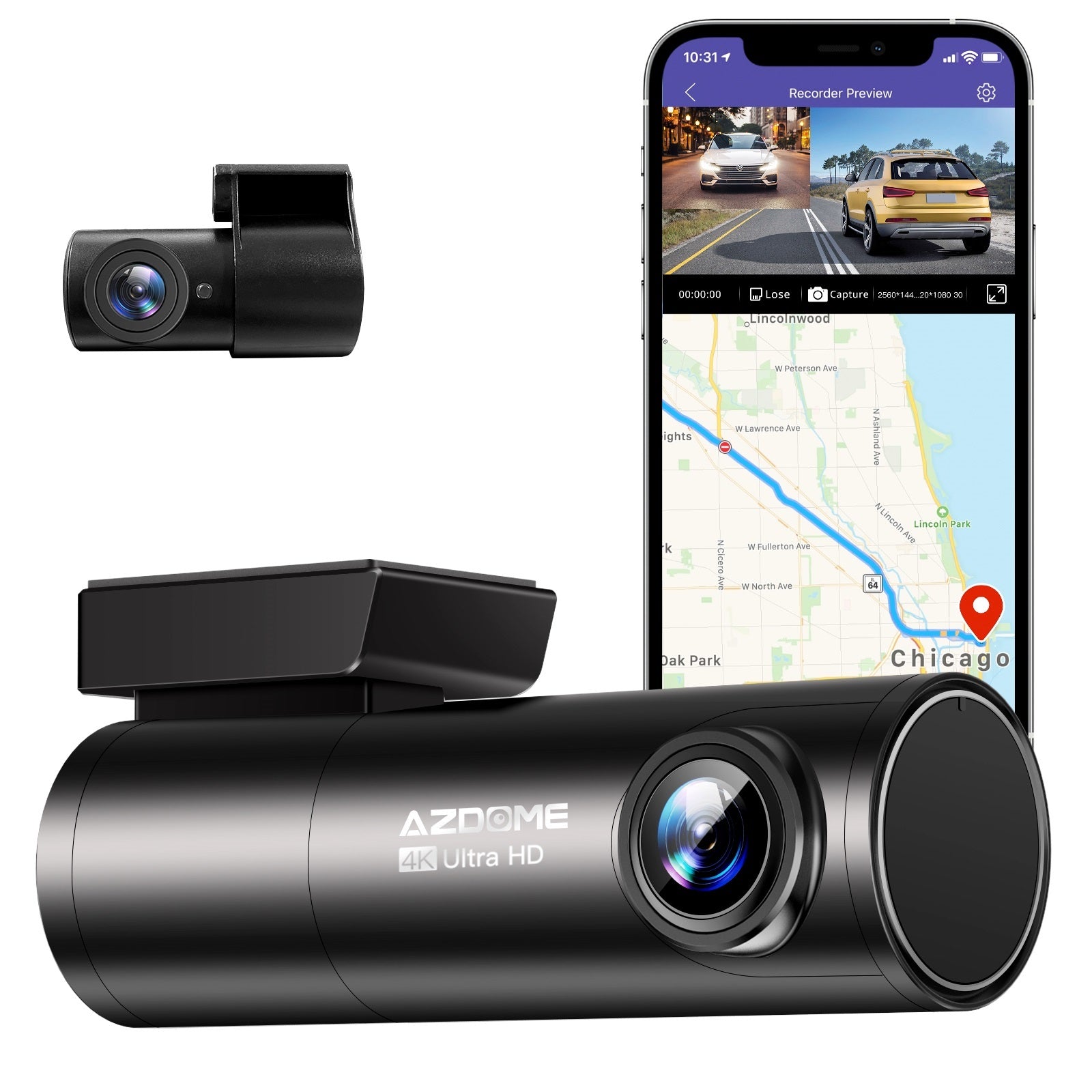 Azdome HD 1080P Dash Cam Wifi Gps Recorder G-sensor Dashcam Black - Premium Car Rear View Camera from Rapidvehicles - Just $174.99! Shop now at Rapidvehicles