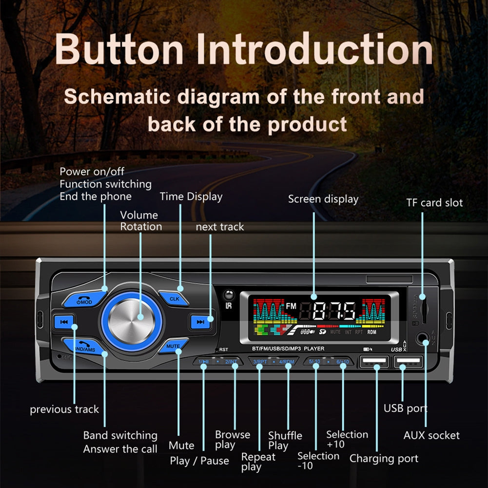 Car Radio Audio 1Din Bluetooth Stereo MP3 Player Fm Receiver Black - Premium Other Car Electronics from Rapidvehicles - Just $29.99! Shop now at Rapidvehicles