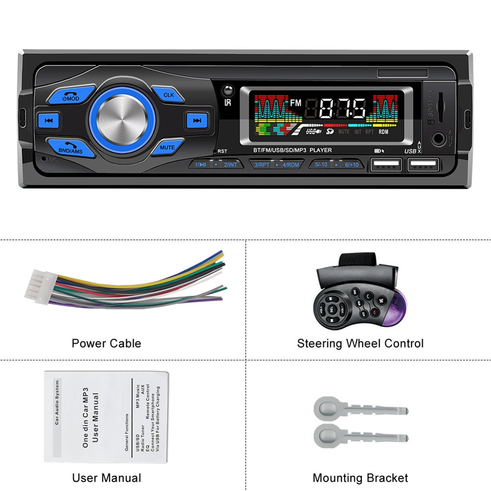 Car Radio Audio 1Din Bluetooth Stereo MP3 Player Fm Receiver Black - Premium Other Car Electronics from Rapidvehicles - Just $29.99! Shop now at Rapidvehicles