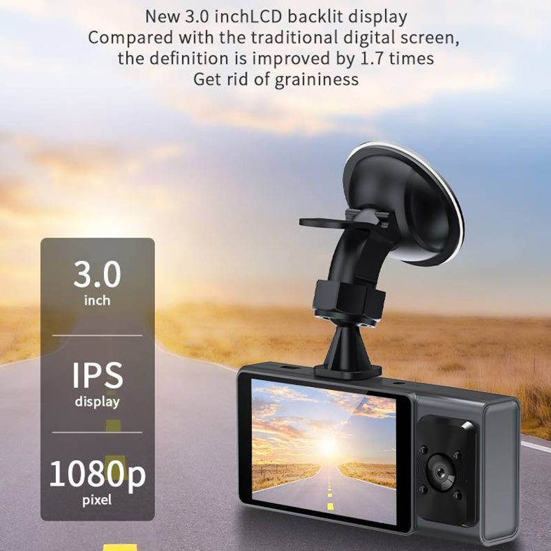 Hd 1080p Car 3-lens Dash Cam Driving Recorder Front/Rear/Inside - Premium Car DVR from Rapidvehicles - Just $68.99! Shop now at Rapidvehicles