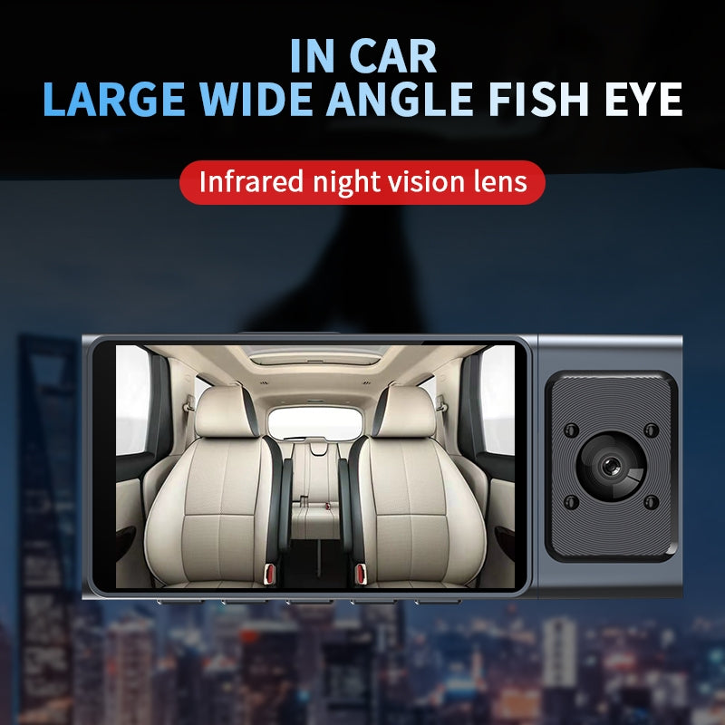 Hd 1080p Car 3-lens Dash Cam Driving Recorder Front/Rear/Inside - Premium Car DVR from Rapidvehicles - Just $68.99! Shop now at Rapidvehicles