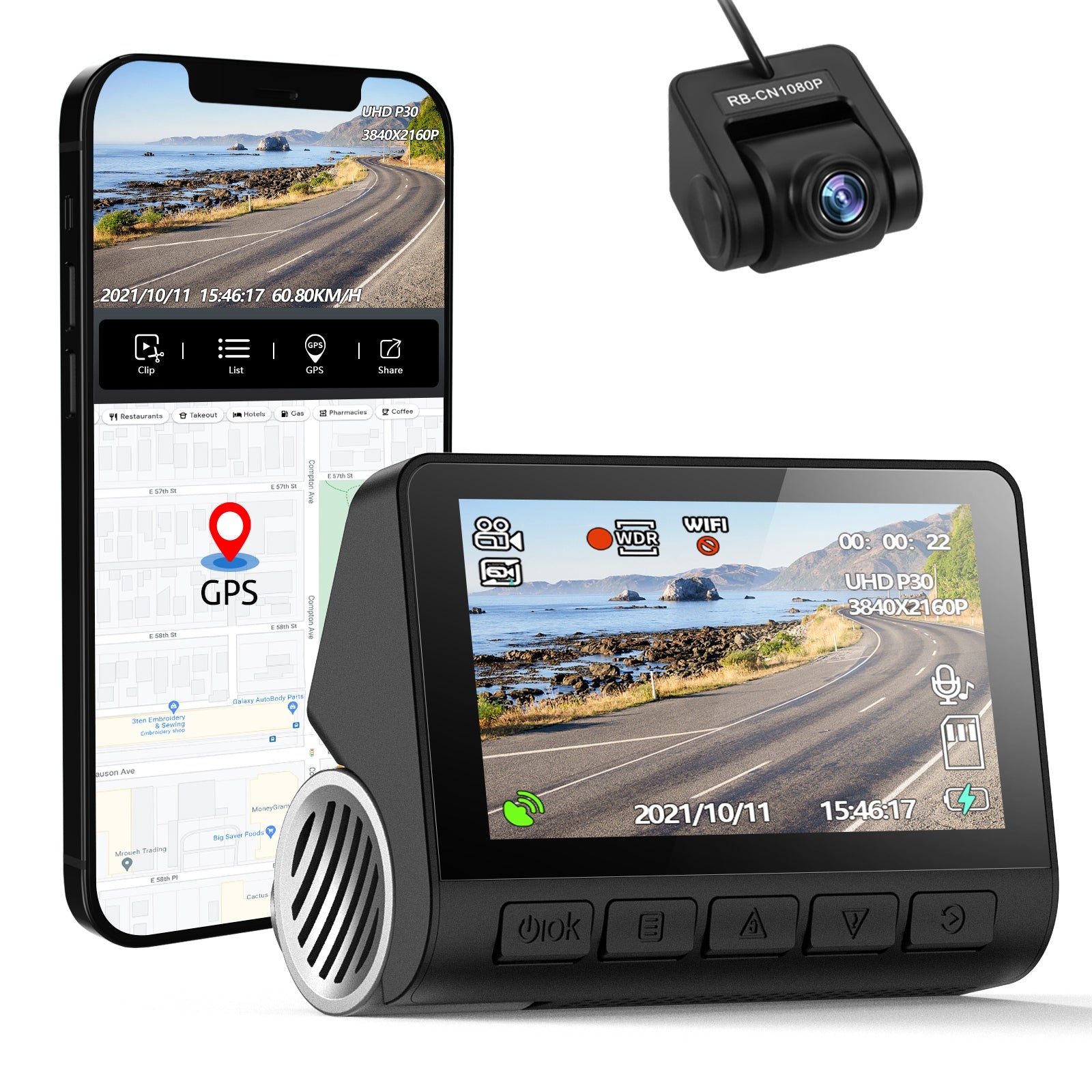 V55 Dash Cam 4k Ultra-clear Car Parking Monitor Wifi GPS Driving Recorder Single lens step-down line - Premium Car Rear View Camera from Rapidvehicles - Just $115.42! Shop now at Rapidvehicles