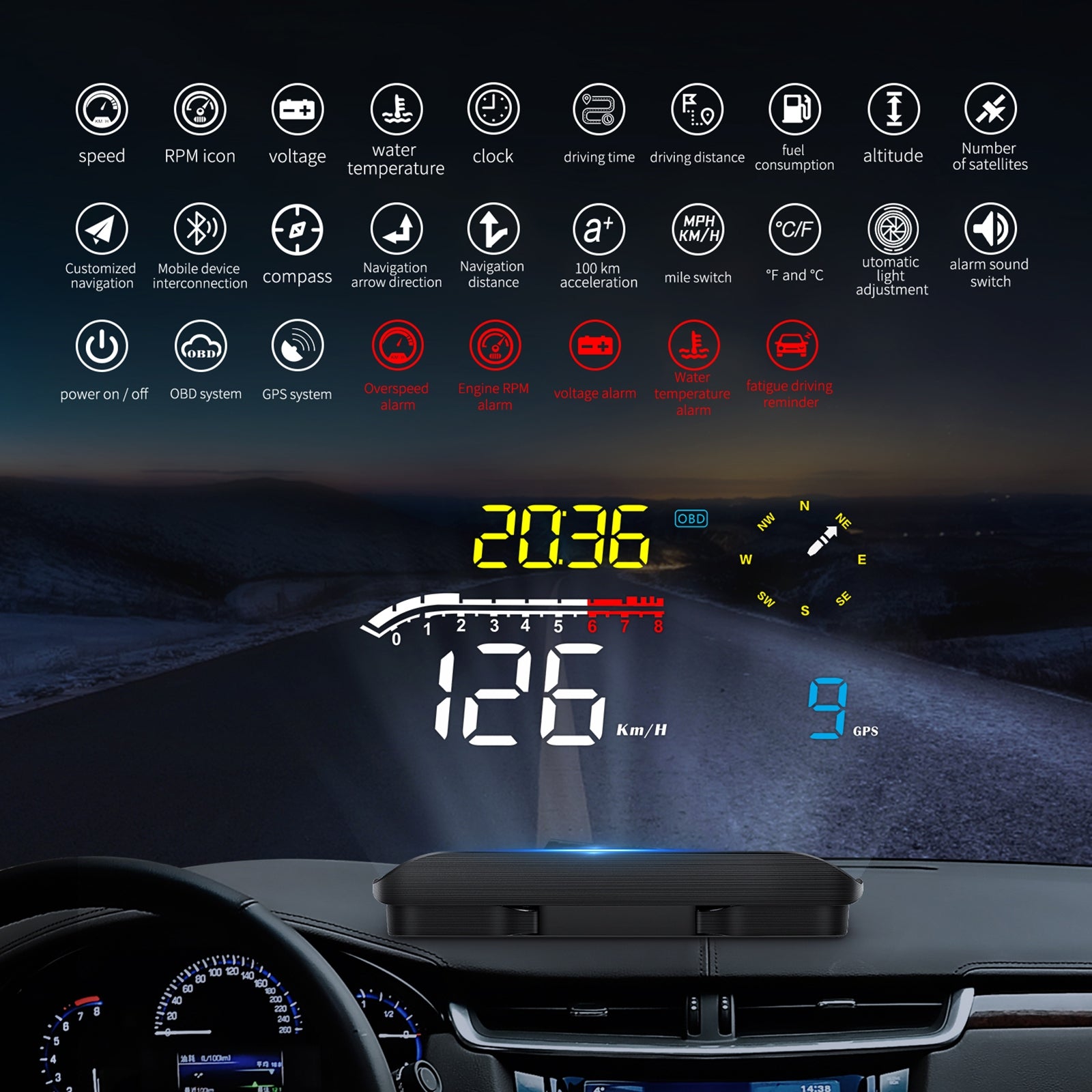 D1 Hud Car Head-up Display OBD and GPS Dual System Navigation Speedometer Black - Premium Other Car Electronics from Rapidvehicles - Just $58.38! Shop now at Rapidvehicles