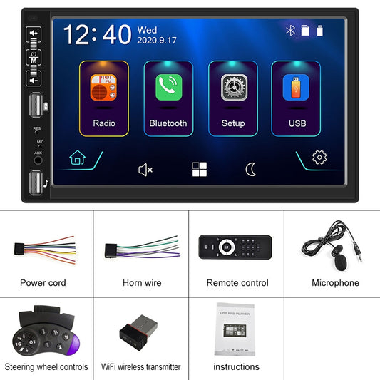 2Din Car Radio 7-inch HD MP5 Carplay Bluetooth FM Music Player - Premium Car Rear View Camera from Rapidvehicles - Just $104.99! Shop now at Rapidvehicles