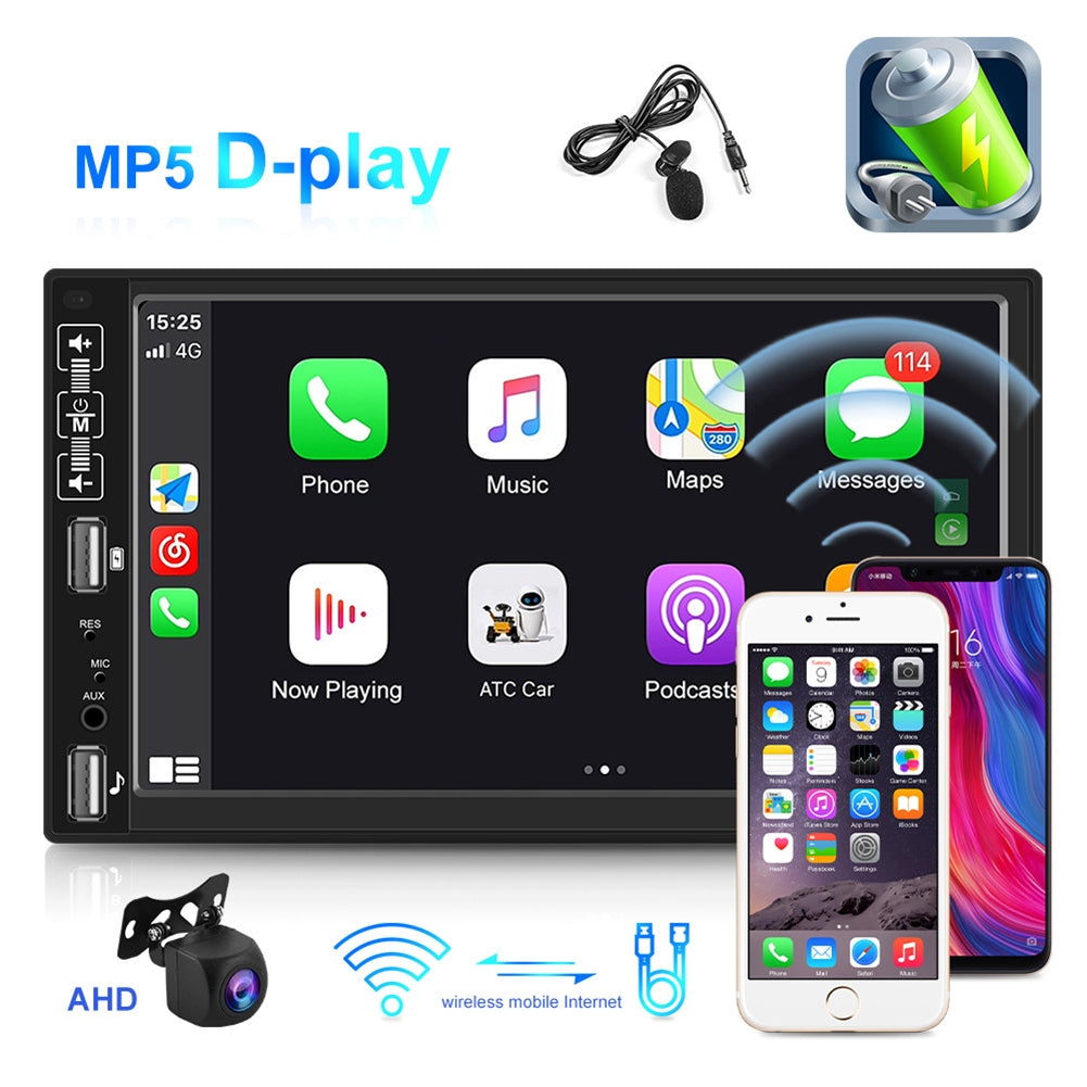 2Din Car Radio 7-inch HD MP5 Carplay Bluetooth FM Music Player - Premium Car Rear View Camera from Rapidvehicles - Just $87.56! Shop now at Rapidvehicles