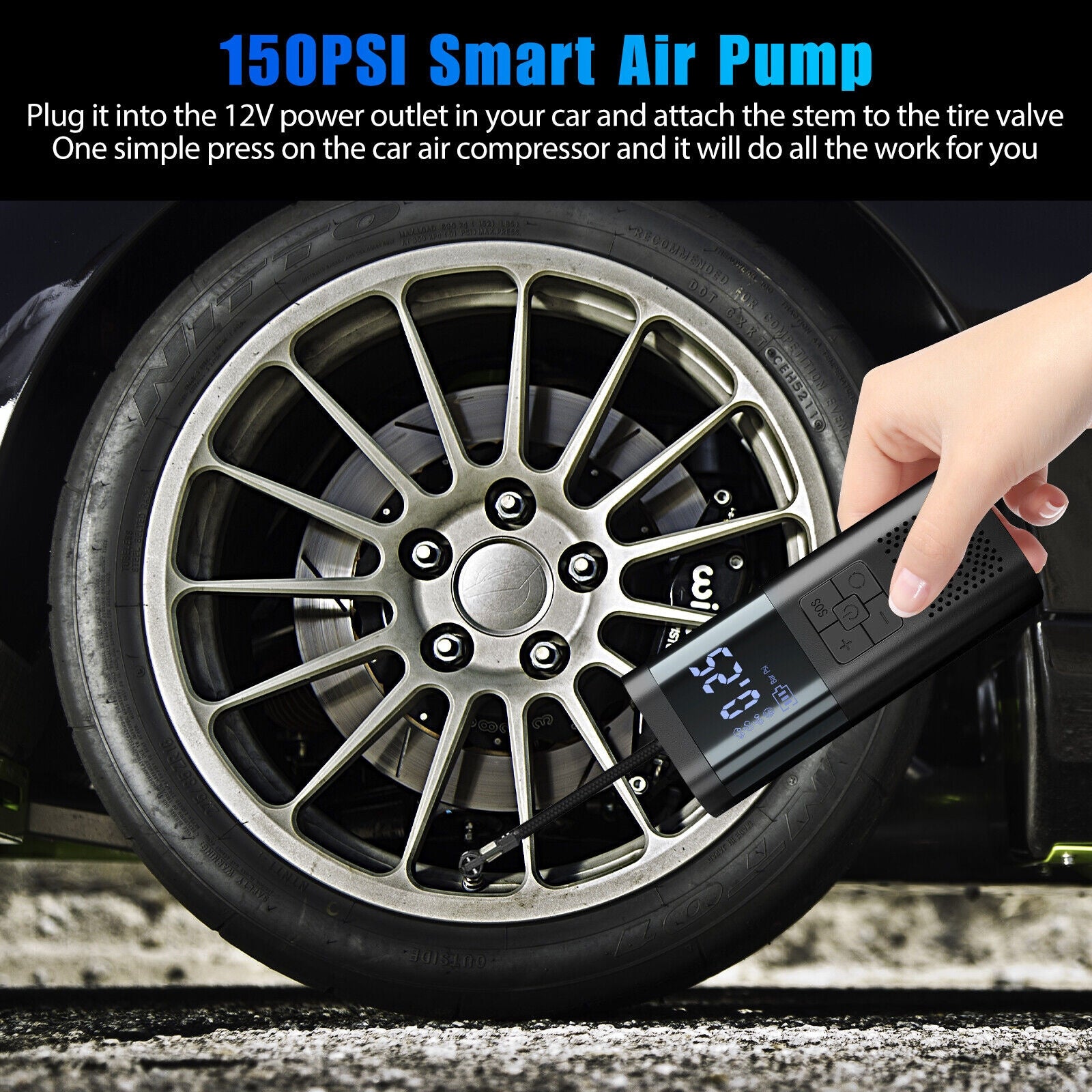 150psi Car Digital Electric Tire Inflator Portable LCD Car Wireless Air Pump Compressor - Premium Other Car Electronics from Rapidvehicles - Just $43.27! Shop now at Rapidvehicles