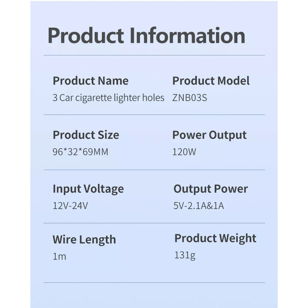 12V 24V High-power Car Charger Dual USB 1-to-3 Cigarette Lighter 120W Black - Premium Car Chargers from Rapidvehicles - Just $22.99! Shop now at Rapidvehicles