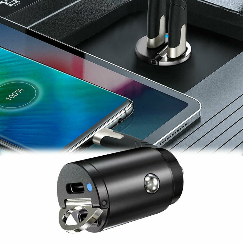 Mini Dual USB Type-c Pd Car Phone Charger Black - Premium Car Chargers from Rapidvehicles - Just $23.99! Shop now at Rapidvehicles