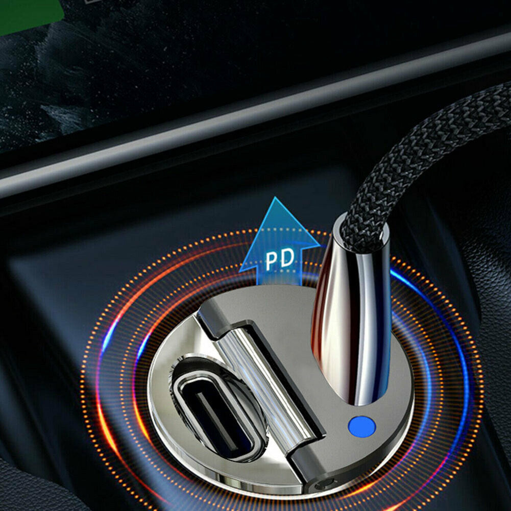 Mini Dual USB Type-c Pd Car Phone Charger Black - Premium Car Chargers from Rapidvehicles - Just $23.99! Shop now at Rapidvehicles