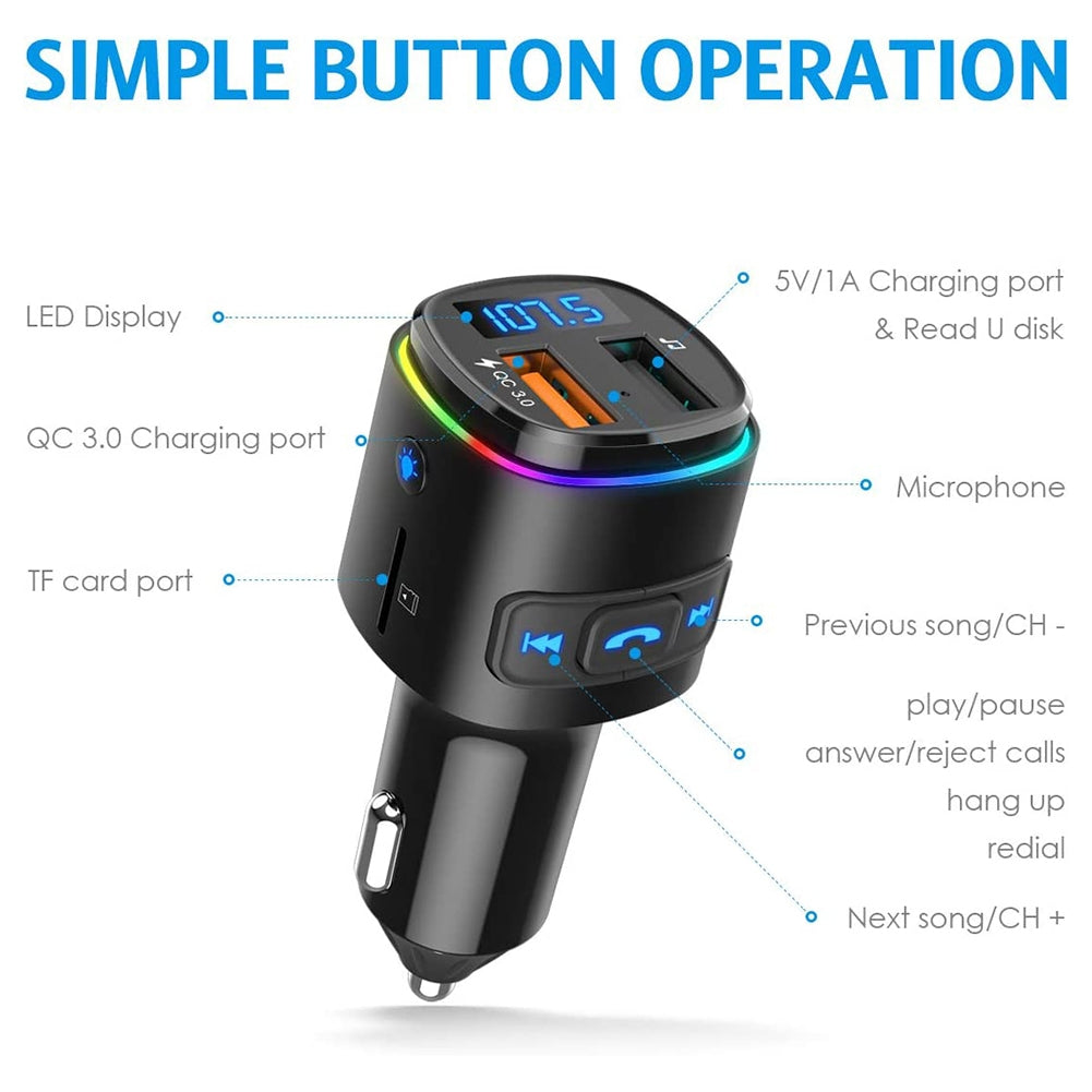 Bc41 Car Fm Transmitter Bluetooth MP3 Player Charger Cigarette Lighter Silver - Premium Car Chargers from Rapidvehicles - Just $33.99! Shop now at Rapidvehicles