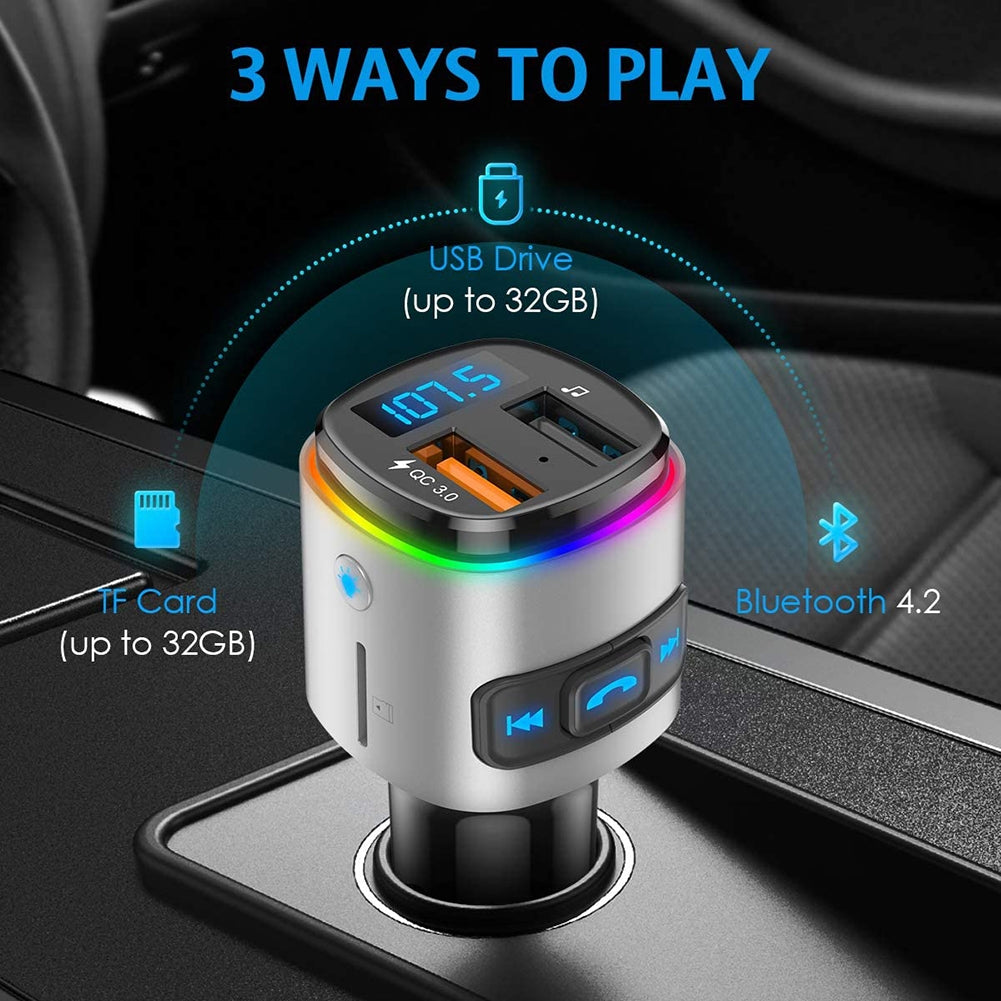 Bc41 Car Fm Transmitter Bluetooth MP3 Player Charger Cigarette Lighter Silver - Premium Car Chargers from Rapidvehicles - Just $33.99! Shop now at Rapidvehicles